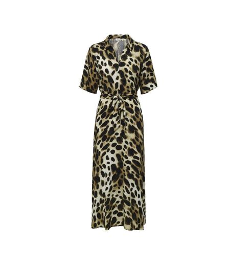Robe imprimé léopard marron/écru femme starsezen life 2/4