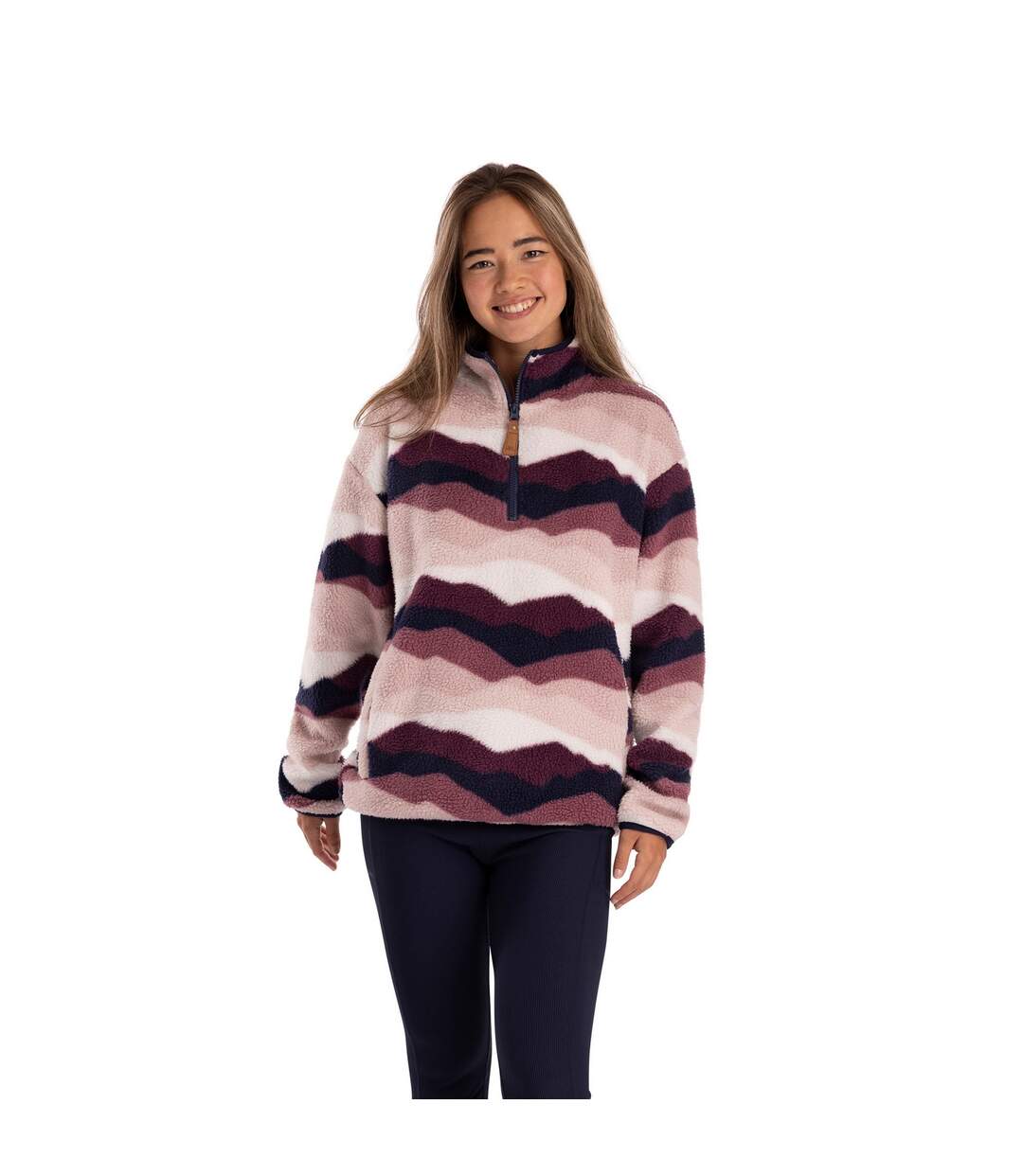 Womens/ladies Ovie Mountain At200 Half Zip Fleece Top Pink Purple White Trespass-1