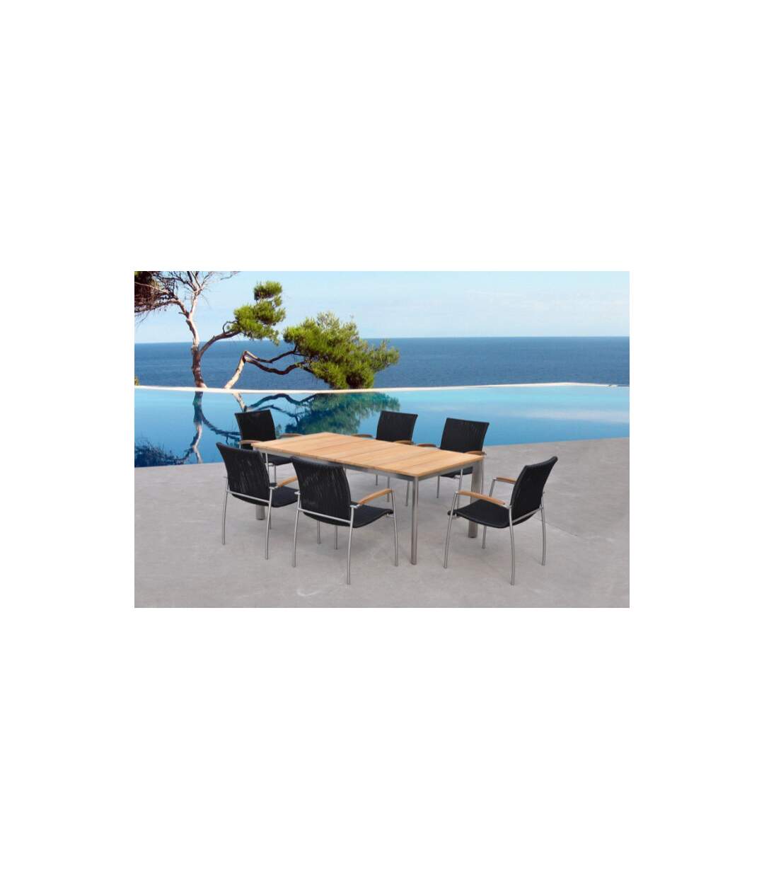 Table & Chaises de Jardin en Acier Melbourne 180cm Noir