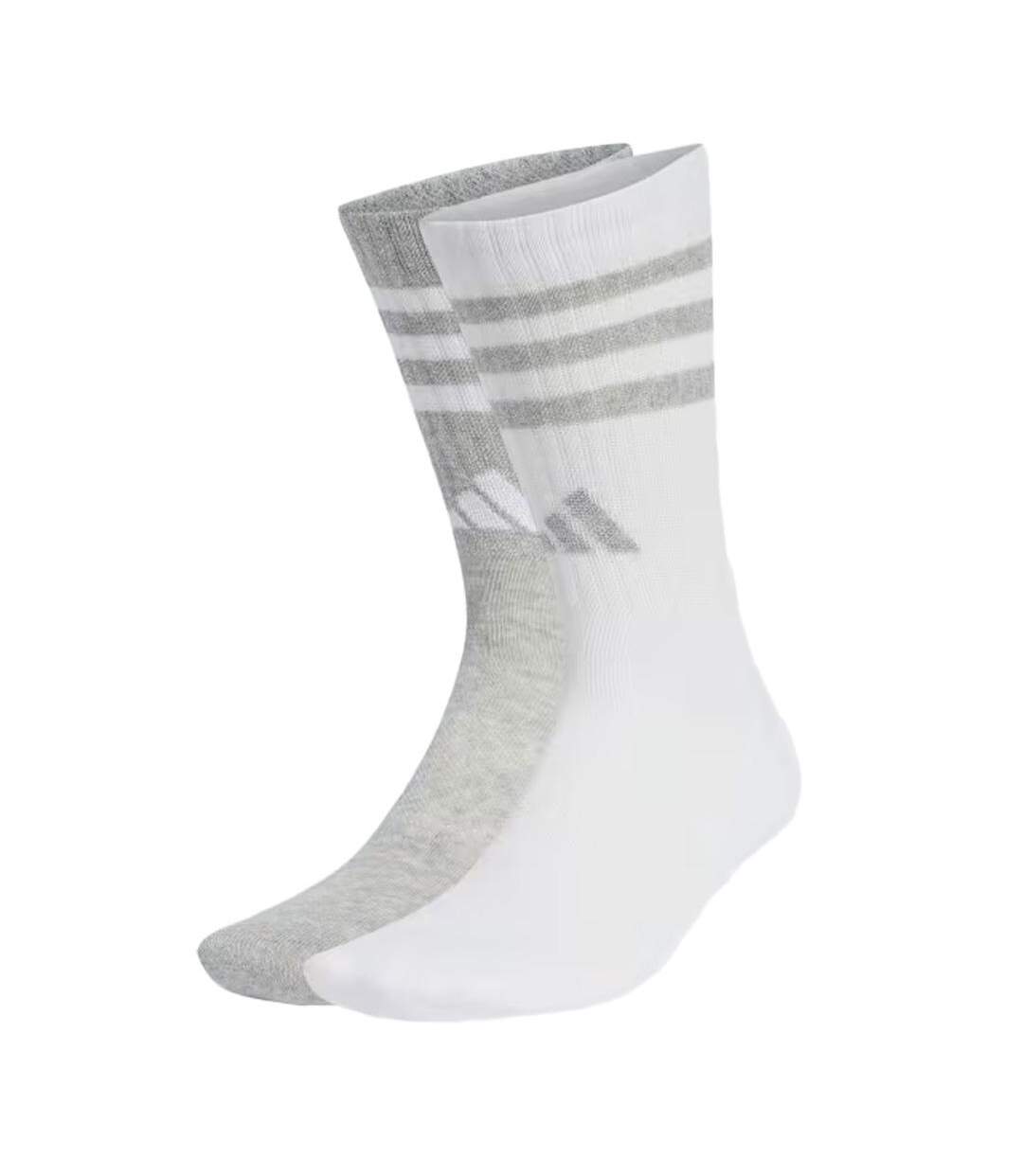 2x paires de chaussettes blanches/grises mixte adidas iy7819-1