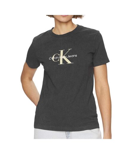 T-shirt Noir Femme Calvin Klein Jeans Archival Monologo - L