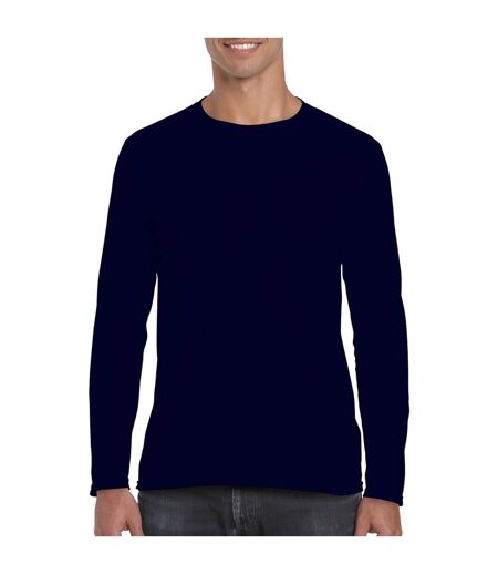 Pack Of 5   Mens Soft Style Long Sleeve T-shirt Navy Gildan