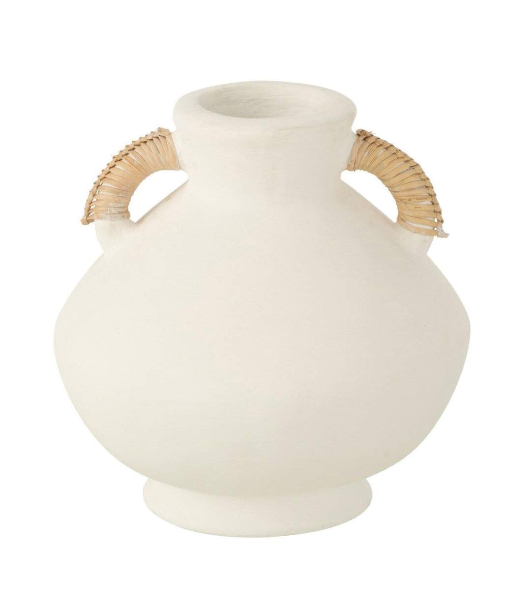 Vase Déco Léo 30cm Blanc & Naturel-1