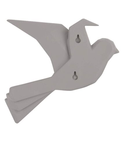 Oiseau fixation murale en résine gris mat origami Grand modèle