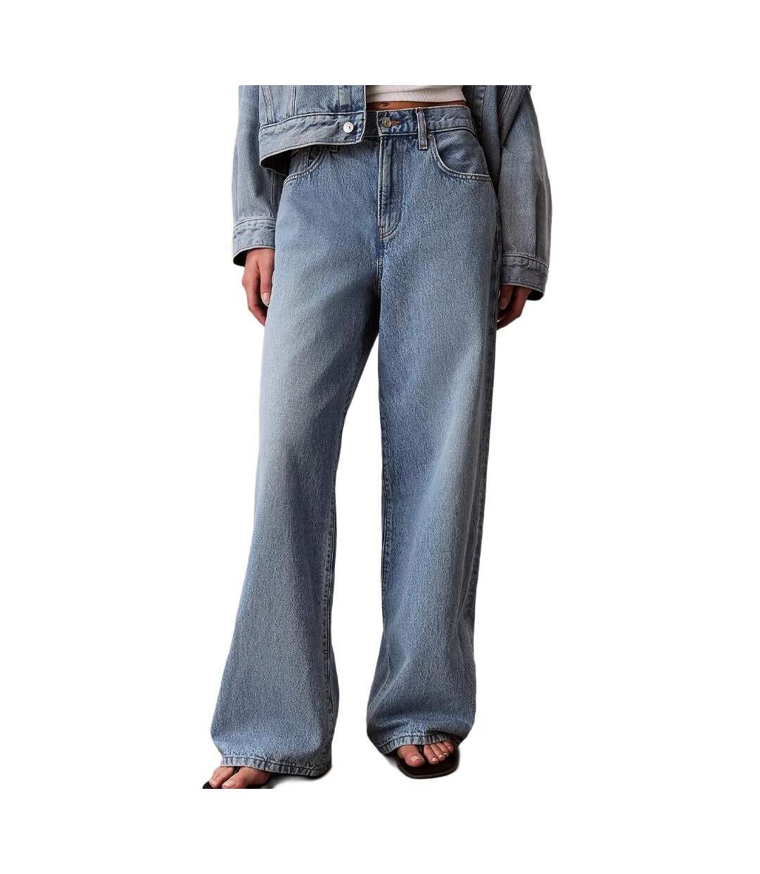 Jean bleu femme calvin klein jeans low rise baggyy-1