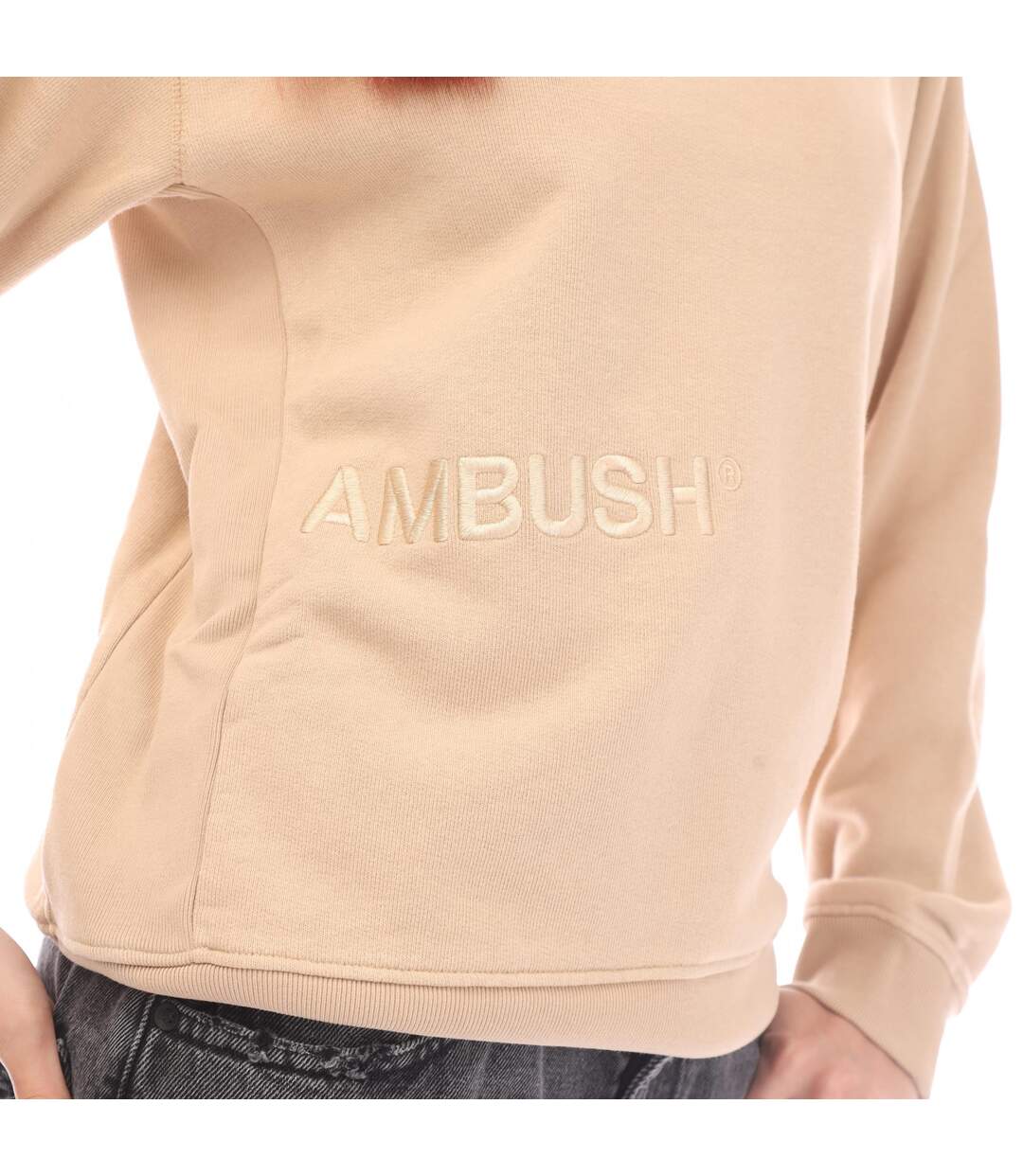 Womens/ladies Crew Neck Sweatshirt Beige Ambush-3