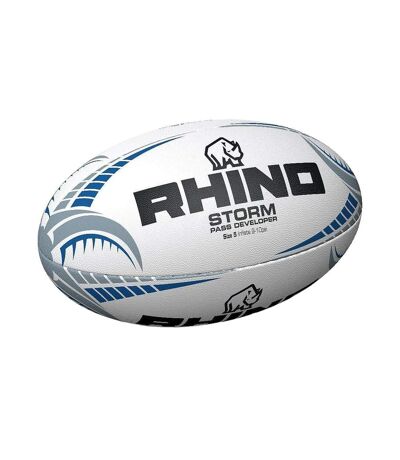 Ballon de rugby storm pass developer taille 5 blanc / bleu / noir Rhino