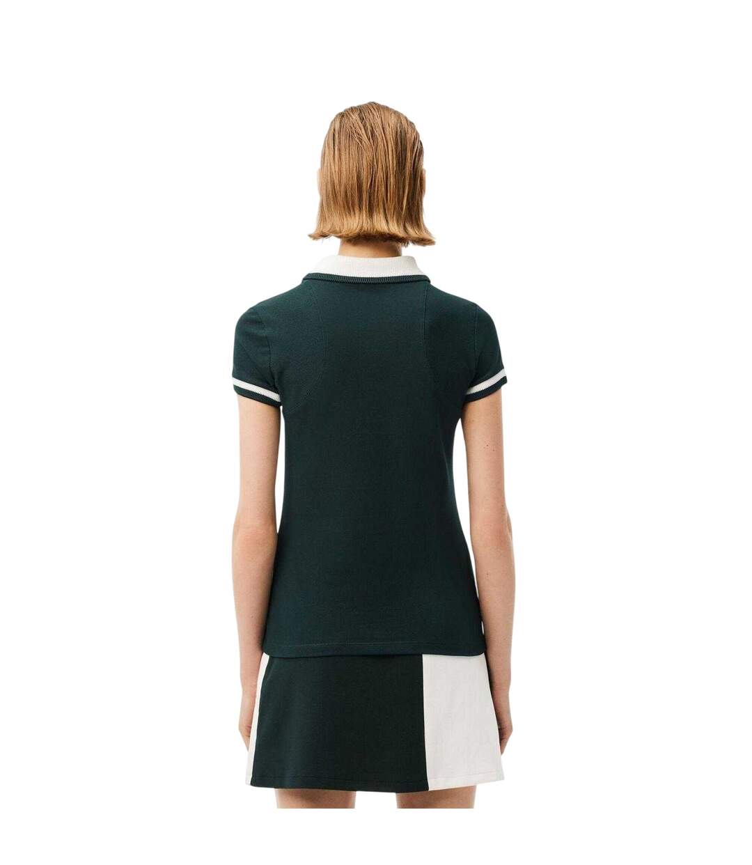 Womens/ladies Embroidered Logo Short-sleeved Polo Shirt Green White Lacoste-3