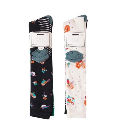 Pack Of 4  Womens/ladies Floral Stripes Socks  Multicoloured Ex Store