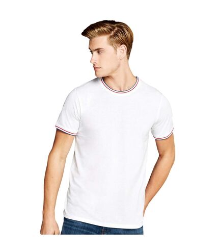 Kustom Kit Mens Tipped Fashion T-Shirt (White/Red/Royal Blue)
