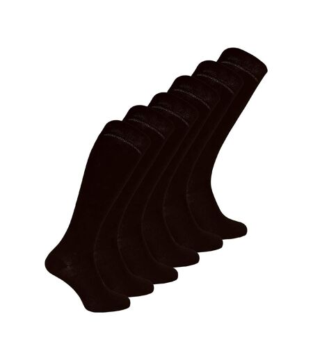 Ladies 6 Pairs Long Bamboo Socks | Knee High Plain & Patterned Design Socks
