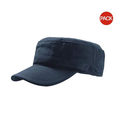 Atlantis Tank Brushed Cotton Military Cap (Pack of 2) (Navy) - UTAB418