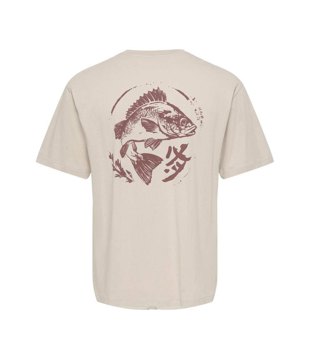T-Shirt beige homme only & sons print-2