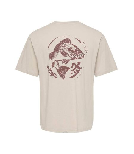 T-Shirt beige homme only & sons print