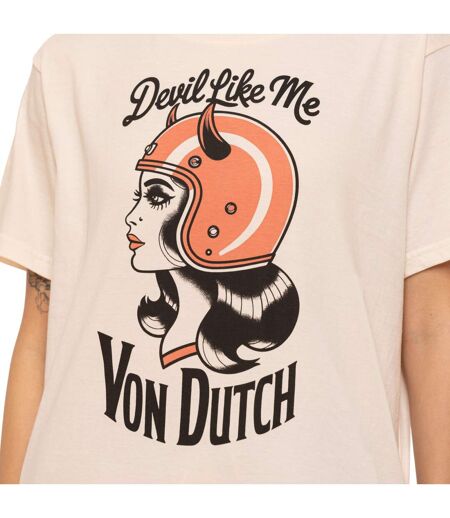 T-shirt femme col rond regular avec print devant et dos Devil Vondutch