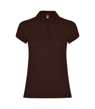 Womens/ladies star polo shirt chocolate Roly