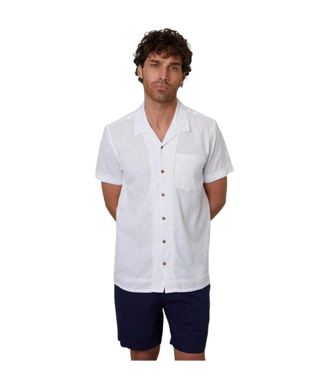 Chemise Manches Courtes Motif/style Bord En Crochet Homme Blanc Threadbare-2