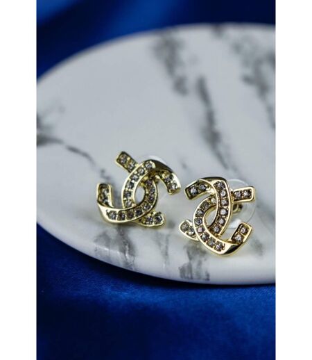 Zircon Arc Elegant C-Shaped Letter Two Superimposed Geometric Micro Set Studs