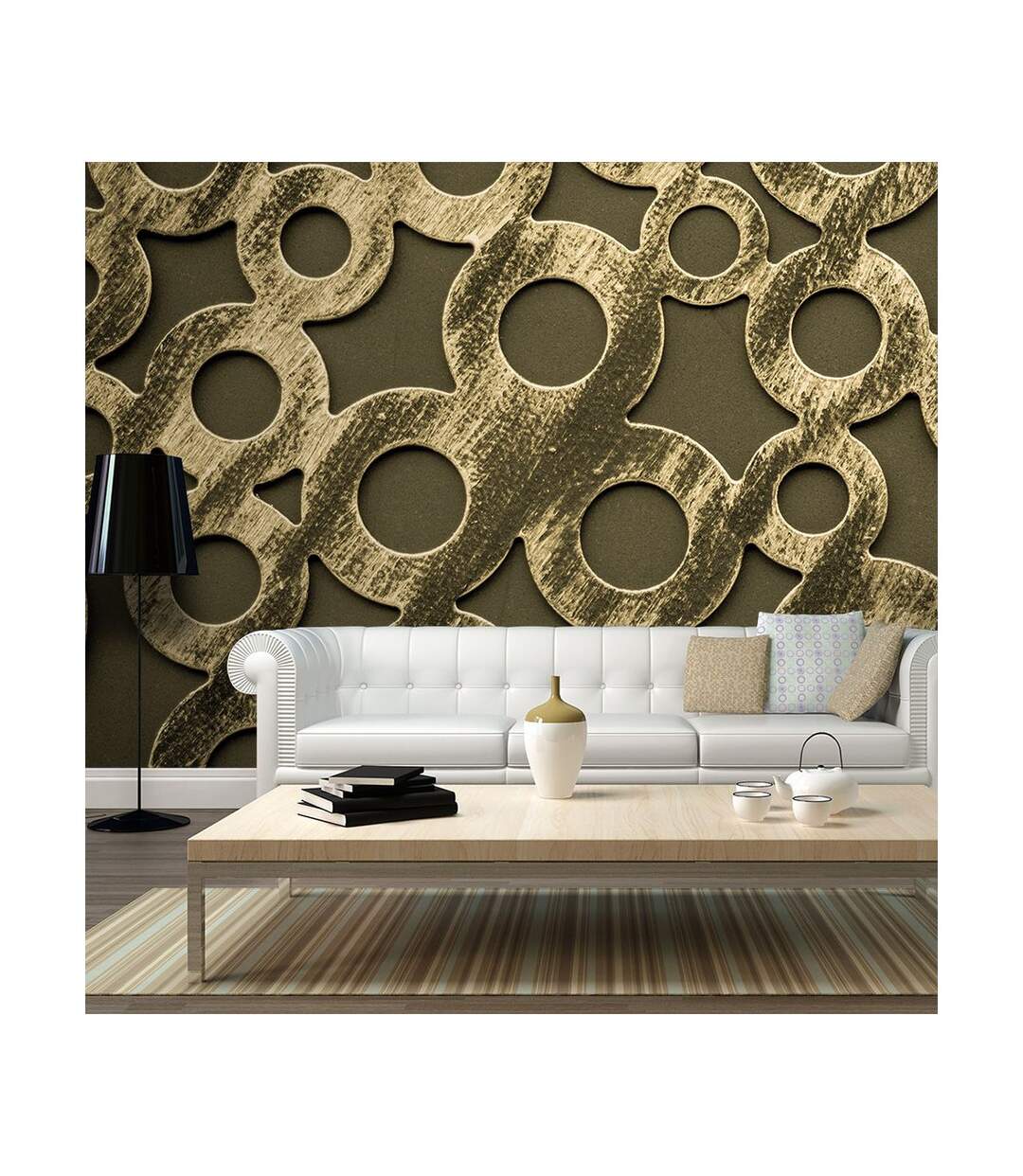 Papier Peint XXL Cercles en Bronze 270x550cm-1