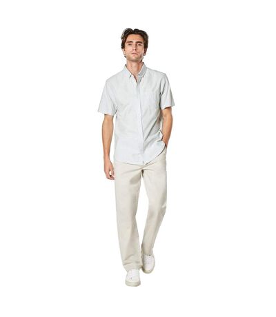 Mens Slub Poplin Short-sleeved Shirt Khaki Maine