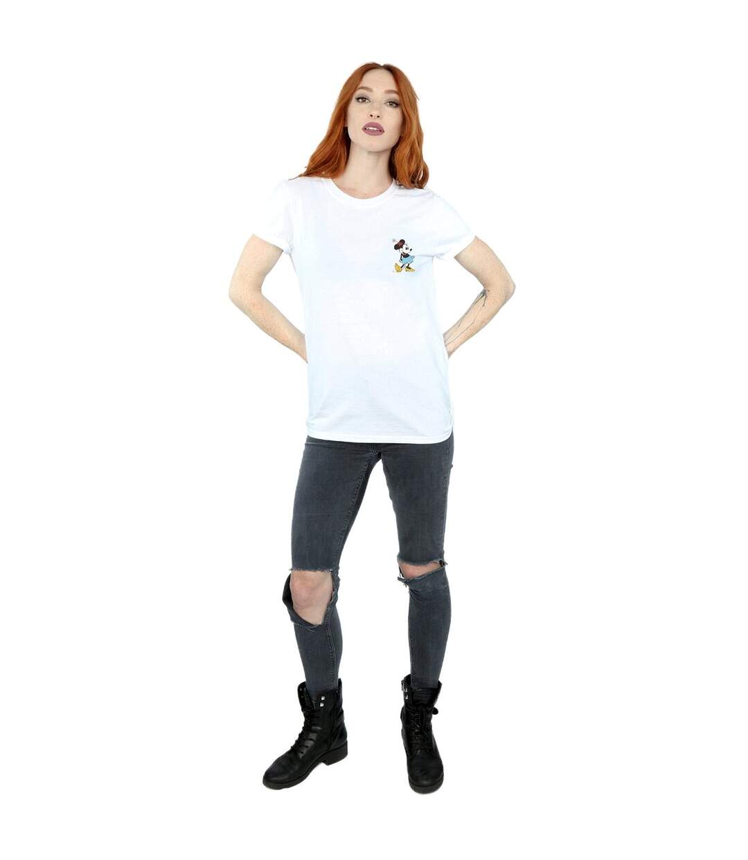 Disney Femme/Ladies Minnie Mouse Kick Chest Cotton Boyfriend T-Shirt (Blanc) - UTBI36511-4