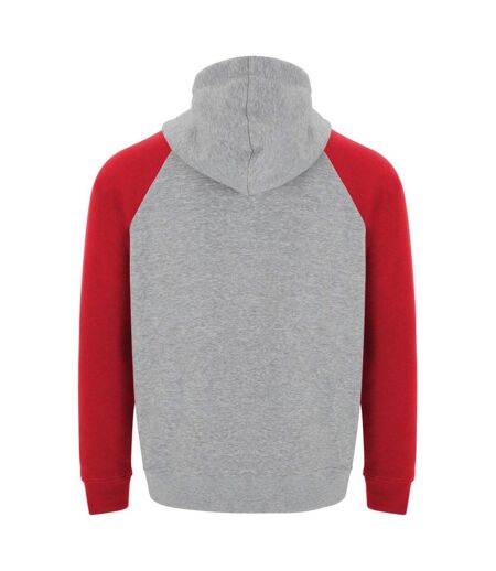 Sweat à capuche badet adulte gris chiné / rouge Roly