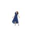 Womens/ladies Leopard Print Capped Sleeved Wrap Dress Blue Yumi-1