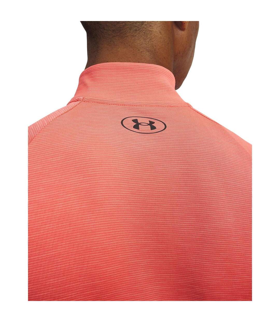 Mens Tech Textured Half Zip Top Venom Red Black Under Armour-3