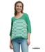 Pull femme rayé - Pull col en V - Manches 3/4 - Couleur Vert