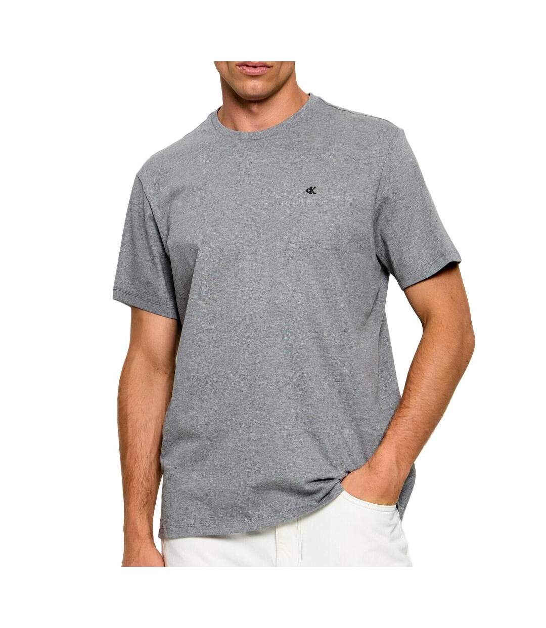 T-Shirt gris homme calvin klein jeans classic monogram-1