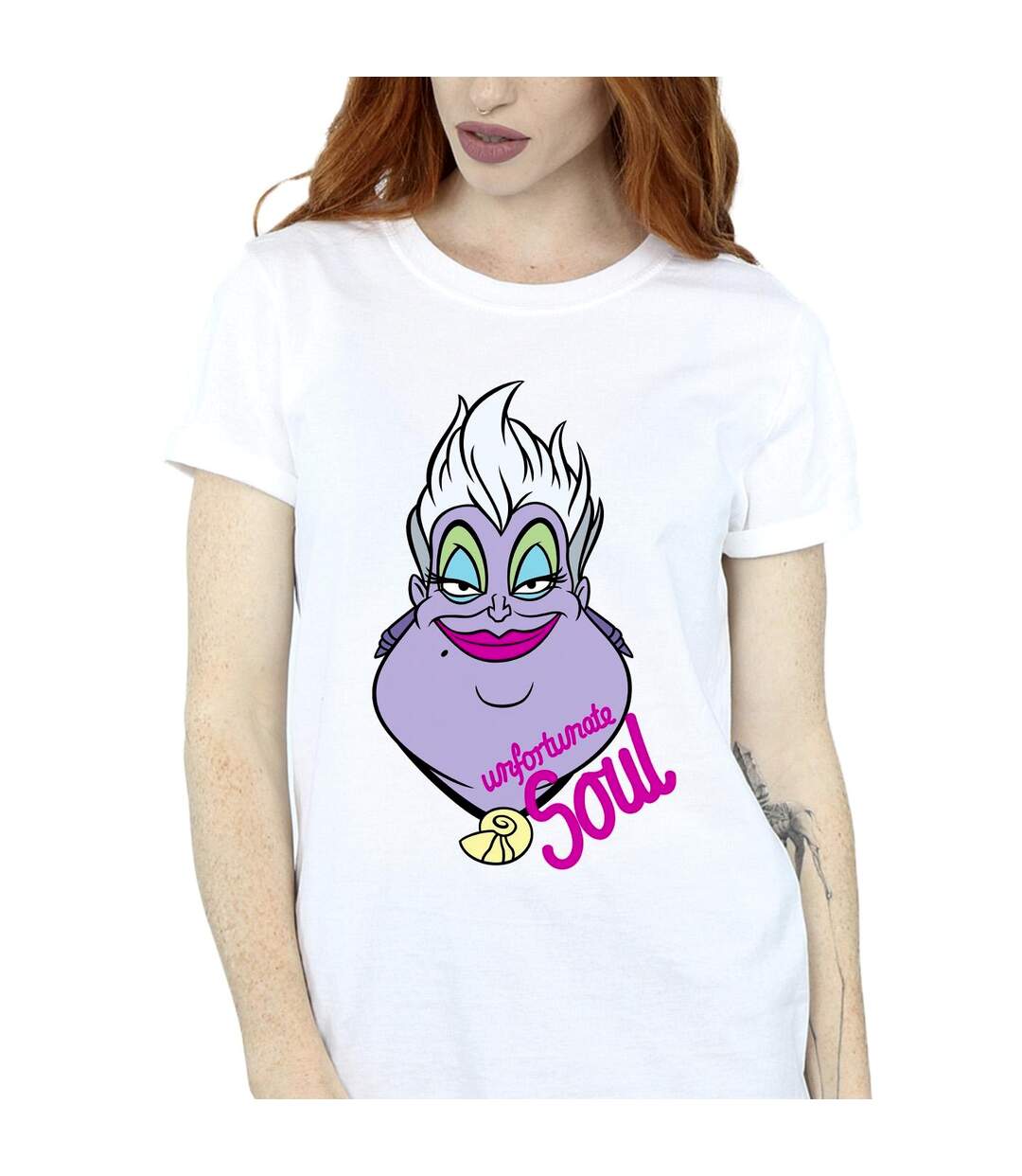 Disney Womens/Ladies Villains Ursula Unfortunate Soul Cotton Boyfriend T-Shirt (Blanc) - UTBI47142-3