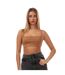 Womens/ladies Sleek Square Neck Crop Top Brown Off White-3