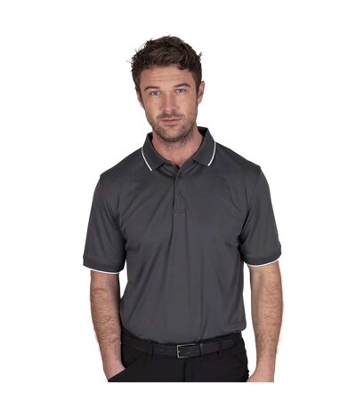 Mens Performance Polo Shirt Charcoal Island Green
