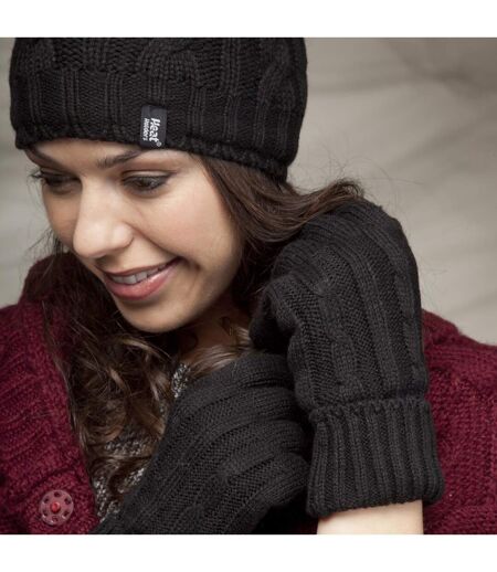 Ladies Fleece Lined Thermal Hat & Gloves Set for Winter