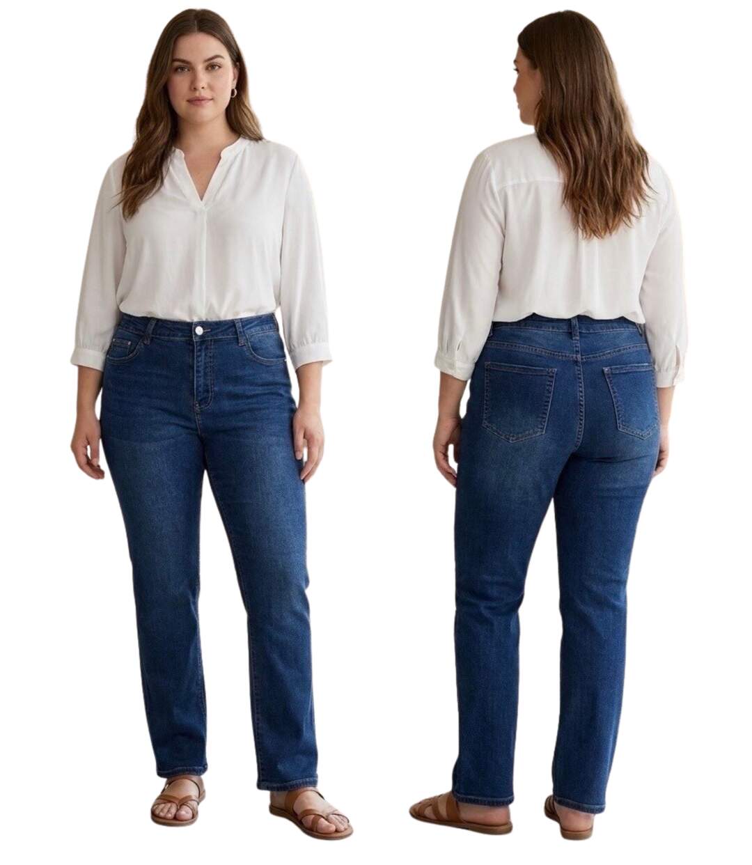 Jean Femme coupe droite - Taille Haute - Confort et Style - Grande Taille-2