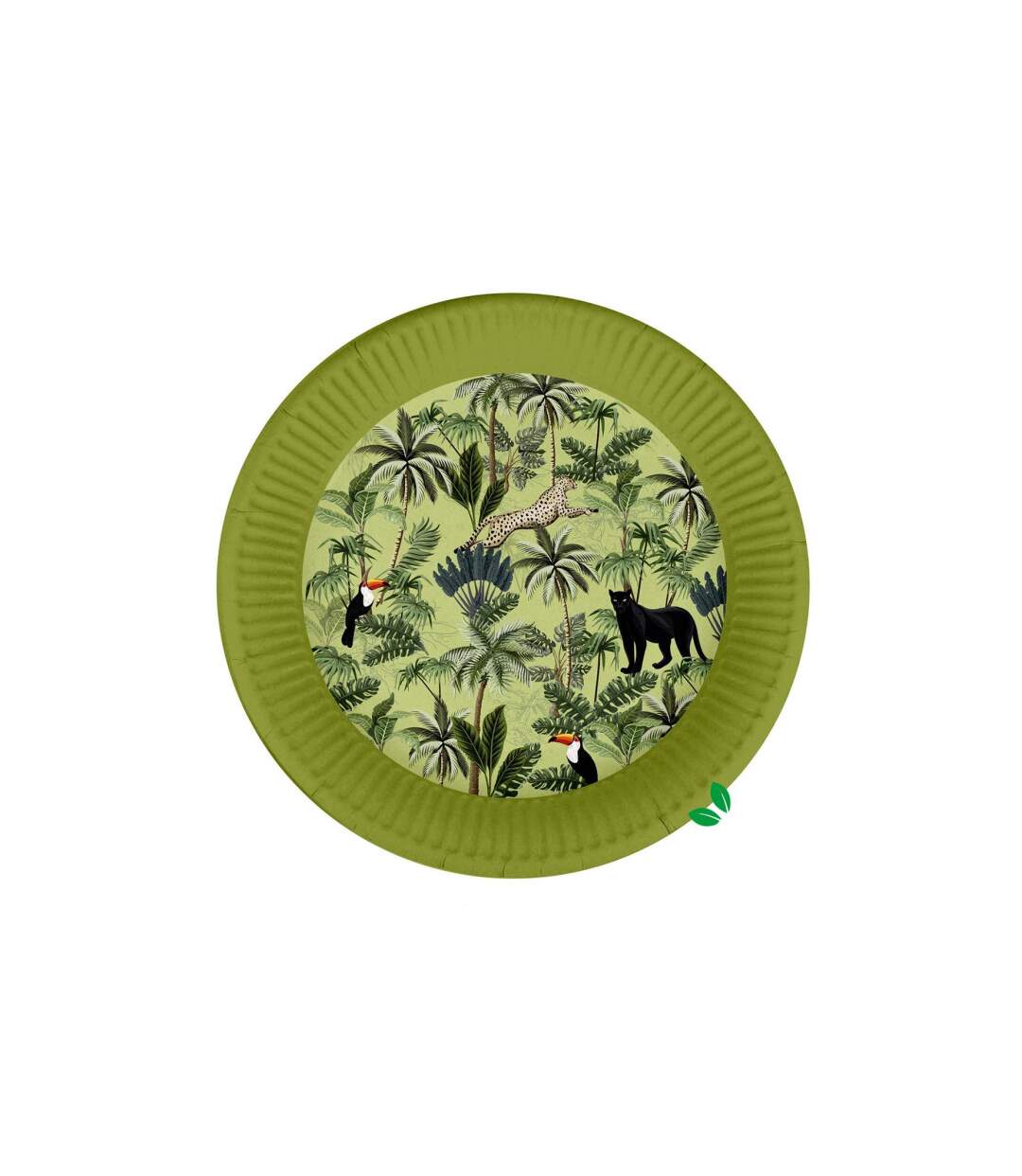 Lot de 10 Assiettes en Carton Palmeraie 23cm Vert-1