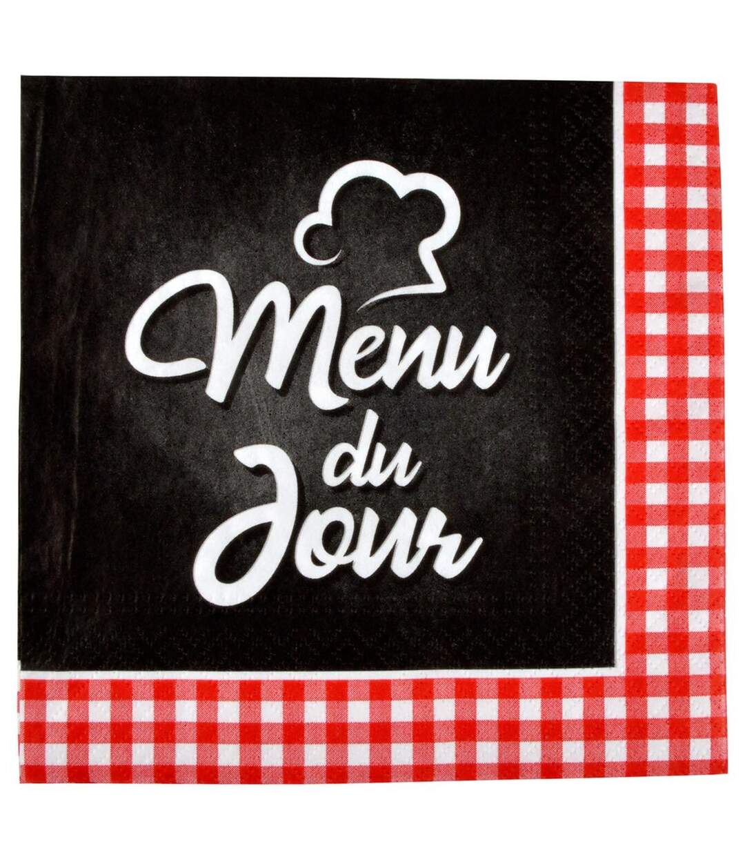 Lot de 20 Serviettes en Papier Menu du Jour 33x33cm Noir-1