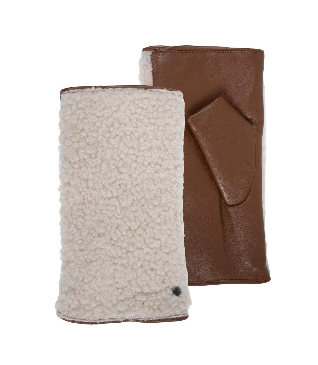 Isotoner Mitaines femme cuir d'agneau pleine fleur doublé micro-fourrure-1