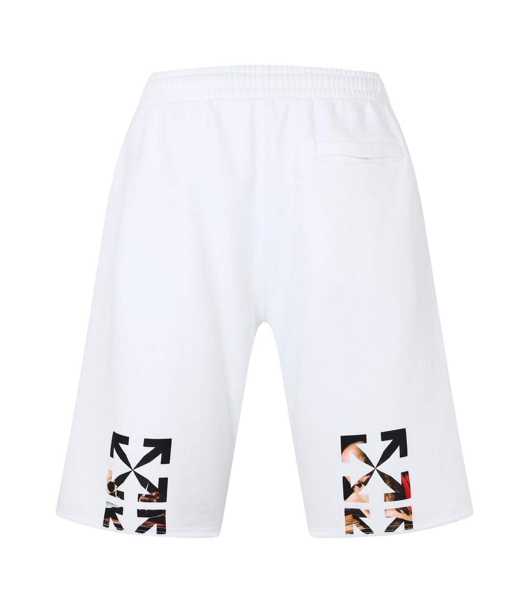 Mens Relaxed Fit Sweat Shorts White Black Off White-2