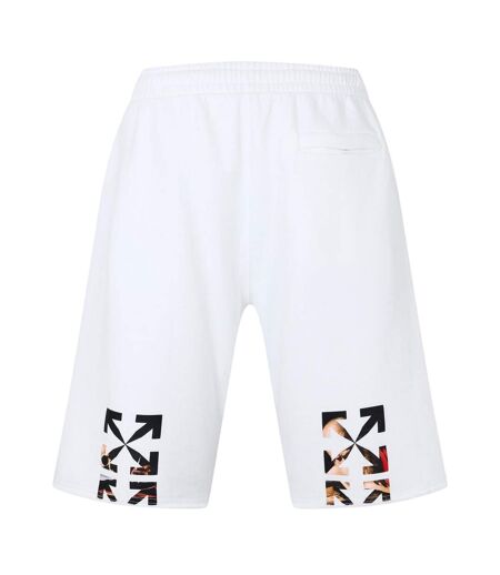 Mens Relaxed Fit Sweat Shorts White Black Off White