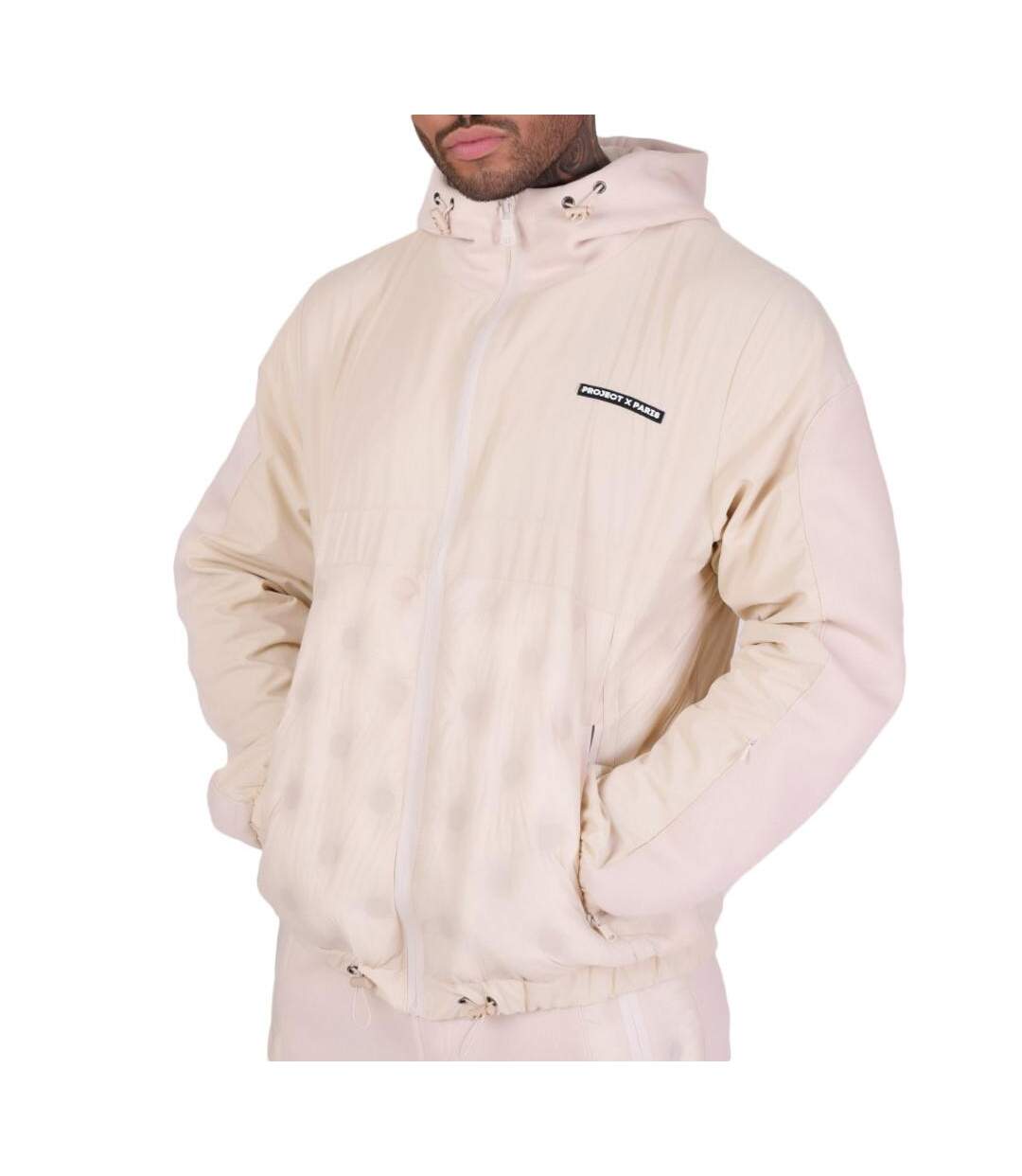 Veste à capuche écru homme project x paris matelassage - l-1
