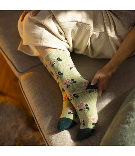Womens Thermal Socks | Thin Floral Patterned Fleece Socks