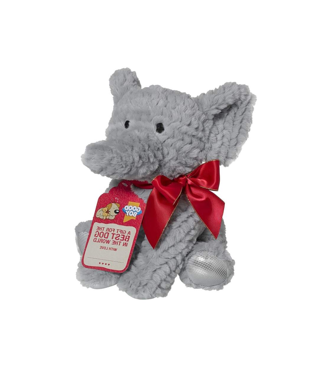 Elephant plush dog toy one size grey/red Good Boy-2