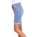 Bermuda femme en jean frangé - Stone clair - Coupe ajustée - Taille haute-3