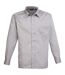 Premier Mens Long Sleeve Formal Plain Work Poplin Shirt (Silver) - UTRW1081