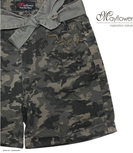 Short camouflage Femme MAYFLOWER MAXI1 : le style baroudeur chic à ceinture fantaisie