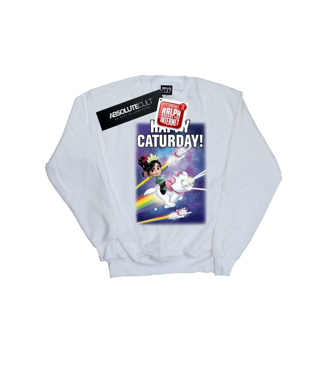 Disney Sweat-shirt Womens/Ladies Wreck It Ralph Happy Caturday (Blanc) - UTBI43195-1