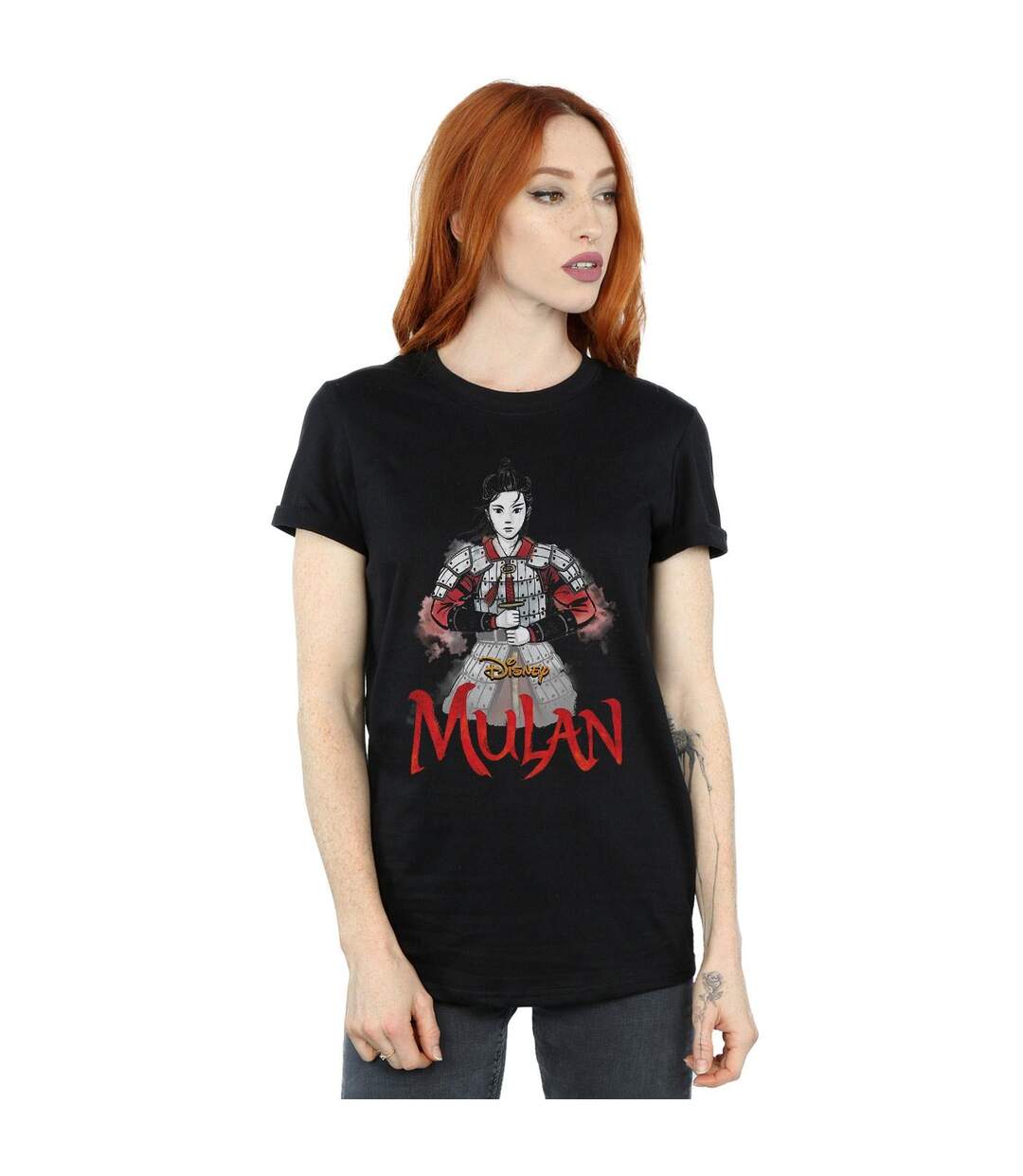 Disney Womens/Ladies Mulan Movie Sword Pose Cotton Boyfriend T-Shirt (Noir) - UTBI35569-2