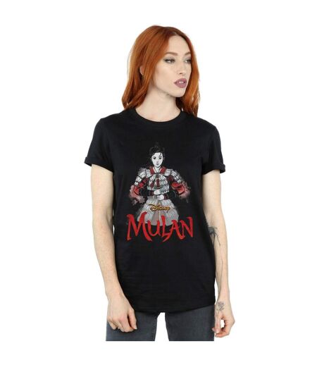 Disney Womens/Ladies Mulan Movie Sword Pose Cotton Boyfriend T-Shirt (Noir) - UTBI35569