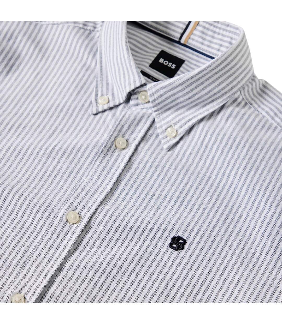 Mens H-roan Oxford Shirt Dark Blue Grey Boss-3